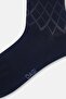 Navy Blue Men's 2-Piece Diamond Pattern Bamboo Socks - 6