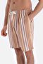 Brown Striped Shirt Collar Shorts Woven Pajama Set - 5