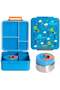 Blue Dino Kids Bento Lunch Box with Thermos Jar