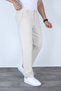 Men's classic comfort fit linen pants - cream - 2