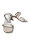 Beige Women's Single Strap Goblet Heeled Sandals - 6