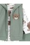 Baby Boy Seasonal Newborn 3-6-9-12 Months Ribbed Vest Teddy Bear Embroidered 3 Piece Stylish Baby Suit - 6