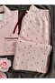 Pink Floral Print Pink Waffle Premium Pajama Set - 7