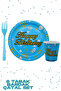Happy Birthday Written Blue Cardboard Plate Cup Set Birthday Special Day Celebration Ornament - 2
