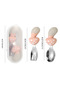 Premium Children's Bpa Free Silicone Handle with Pink Mushroom Figure Stainless Steel Tip Fork-Spoon Set 9+ Months - 4