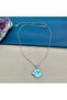 Steel Blue Enamel Heart Sun Silver Necklace