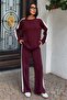 Burgundy Striped Comfortable Knitwear Set 10217 R1-G-K1 - 2