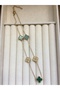 Gold Green Stone Steel Necklace