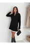 Polo Neck Hair Braided Line Detailed Knitwear Skirt Suit - 3