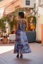 Purple Color Gold Detailed Front Back V Neck Ruffle Detailed Silk Dress - 6