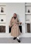 Women's Button Detailed Belted Long Wide Cut Trench Coat - 8