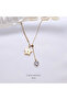 Steel Gold Color Stone Star Necklace - 4