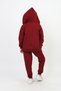 Unisex Top-Bottom 2-Piece Red Set Plain Hooded Tracksuit School Suit - 7