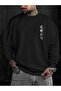 Men's Black Cherry Blassum Printed Oversized Crewneck Sweatshirt - 2