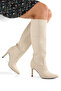 '' Rosa'' Skin Pointed Pull 9 cm Thin Heel Boots New Season - 2