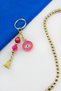 Pink Colored Cluster Beaded Eye Figure Keychain, Gift Keychain