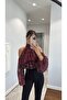 Patterned Chiffon Cold-Shoulder Blouse