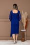 Atlas Fabric Bead Detailed Chiffon Sleeve Pencil Dress - SAX BLUE - 8