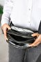 Women's Adjustable Cross Strap 4 Compartment Black Satin Shoulder and Crossbody Bag - 4