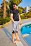 Gray Men's Shorts Reflective Detail with Inner Leggings Upf50+ Protection S2505-1