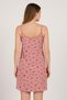 Women's Red Striped Bird Print Nightdress Dress with Strap - Comfortable Cotton Home Wear - 2