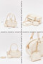Cream D20 Single Zipper Compartment Adjustable Strap Mini Charm Detailed Women's Hand and Shoulder Bag - 6