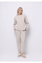 Regular Fit Mid Waist Straight Women's Beige Sweatpants