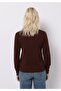 Slim Fit Polo Neck Plain Women's Brown Sweater - 2