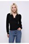 Slim Fit Polo Neck Plain Women's Black Sweater