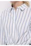 Regular Fit Shirt Neck Striped Women's Blue Long Sleeve Shirt - 4