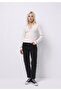 Slim Fit Polo Neck Plain Women's White Sweater - 3