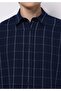 Regular Fit Shirt Neck Checked Men's Navy Blue Long Sleeve Shirt - 4