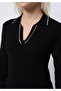 Slim Fit Polo Neck Plain Women's Black Sweater - 4