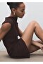 Drawstring Draped Neckline Dress - 8