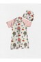 Girl's Pink Color Short Sleeve Checkered Ice Cream Cherry Patterned Tight Woven Quick Dry Swimsuit Set
