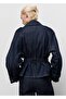 Short Denim Trench Coat with Belt - 4