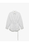 Cotton Classic Collar Belt Detail Long Sleeve Poplin Shirt - 3