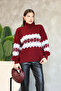 Turtleneck Long Sleeve Ankle Elastic Loose Comfortable Wide Fit Argyle Jacquard Pattern Winter Knitwear Sweater - 3