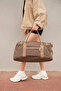 Lorenza Sterling Mink Crinkle Fabric Sports and Travel Bag with Shoe Compartment, Front Pocket and Waterproof Shoulder Strap