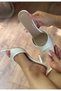 Women's White 8cm Heels Pointed Toe Toe Thin Heel Evening Dress Shoes Sandals Slippers