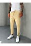 Beige Waffle Fabric Boyfriend Pants