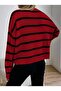 Women's Single Plate White Striped Knitwear Sweater, Striped Sweater Fmoda1500 - 2