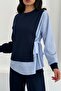 Women's Striped Shirt Detail Side-Tie Long Sleeve Straight Leg Bottom-Top Modal Set - 5