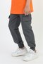 Unisex Ribbed Cargo Pocket Gray School Pants - 4