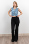 Women's Summer Blue Denim Gabardine Ripped Print Look Short Vest Stylish Daily Comfortable 9131 - 4