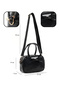 Crinkled Textured Black Shk217 Bow Faux Leather, Single Compartment, Zippered, Hand, Arm and Shoulder Bag - 4