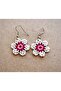 Handmade White Flower Earrings - 3