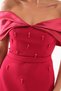 Women's Burgundy Slim Fit Boat Neck Pearl Detailed Promise Engagement Wedding Evening Dress - 4