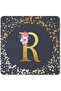 2 Pack Designer Leather Coasters Mat for Beverage Drinks - Custom Monogram Initial Letter