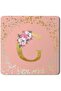 2 Pack Designer Leather Coasters Mat for Beverage Drinks - Custom Monogram Initial Letter